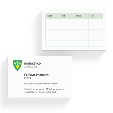 Visittkort - Timekort - 2 sider